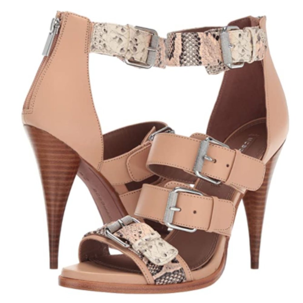 BCBG MaxAzria SNAKESKIN SANDAL HEELS